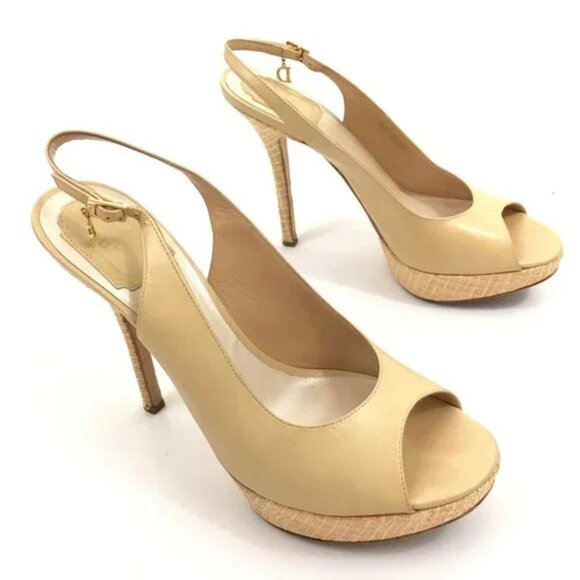 Dior Peep Toe Slingback Heels - Picture 1 of 11